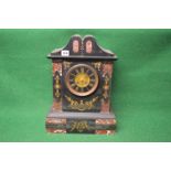 8 day slate and marble mantle clock having black dial with gilt Roman Numerals and gilt metal hands