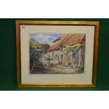 Freda Wright, 20th century watercolour entitled French Farmyard, Dordogne,