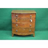 19th century mahogany bow fronted chest of drawers the top having reeded edge over four long