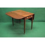 19th century mahogany cross banded Pembroke table the top having bow shaped drop leaves over single