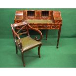 20th century George III style mahogany and rosewood cross banded Carlton House desk,