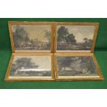 Set of four black and white engravings entitled Shooting, Plates 1A, 2,