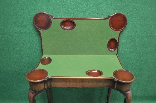 Georgian mahogany fold over card table the top opening to reveal green baized playing surface with - Image 2 of 2