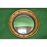 Circular convex mirror having gilt frame with applied ball decoration - 16.