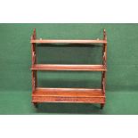 20th century mahogany waterfall front wall shelves having three shelves supported by pierced end