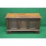 20th century oak blanket box the top having moulded edge lifting to reveal storage space and having