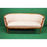 20th century show wood frame settee having upholstered back and sides over an overstuffed padded