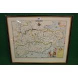 20th century Saxtons Map of Kent, Sussex,