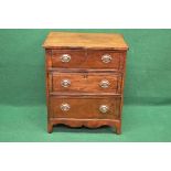 19th century mahogany converted commode chest of drawers having three graduated drawers with brass