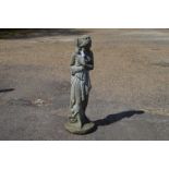 Statue of a semi nude lady standing beside a small jewellery box on a circular base - 46.