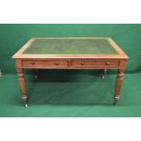 Victorian mahogany library table the top having moulded edge with gilt tooled green leather insert