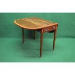 19th century mahogany Pembroke table the top having D shaped drop leaves over a single drawer with