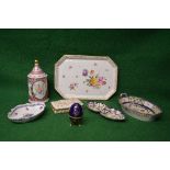 Group of ceramics to include: Limoges lidded trinket box with floral design,