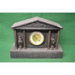 8 day slate mantle clock having white dial with black numerals and black metal hands - 16.