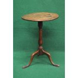19th century mahogany tip top occasional table having circular top supported on a turned column