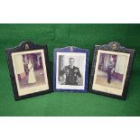 Two Plante & Johnson leather presentation photograph frames having gold embossed initials each