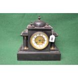 8 day slate mantle clock having white dial with black numerals and black metal hands - 11.