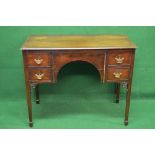 Mahogany ladies writing desk the top having moulded edge over an arched frieze flanked by two short