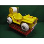 240 volt coin operated fibreglass childs Rough Rider jeep ride in yellow and red with flashing