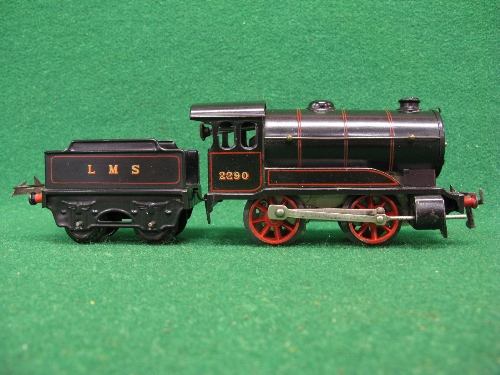 Early 1930's Hornby O gauge No. 1 clockwork 0-4-0 tender locomotive No. 2290 in lined LMS black