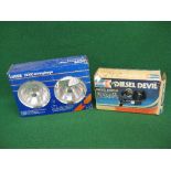 Pair of Lucas DX 160 driving lamps with 55 watt bulbs and fitting kit together with American 12 volt