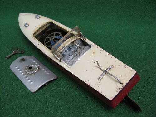 1934-1939 Hornby clockwork tinplate speed boat No. 2 Condor - 16.5" long with working motor and