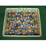 Approx seventy 1970's and 1980's Peyo Smurf figures marked for W Germany, Hong Kong and Portugal