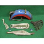 Quantity of old motorcycle parts, some possibly for a Sunbeam to include rear mud guard, exhaust,