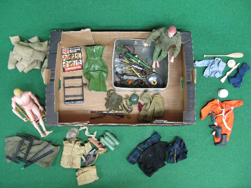 Quantity of 1960's/1970's Action Man to include: two different men, uniforms, weapons,