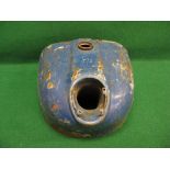 Blue fuel tank with tunnel for steering column believed to be for a Fordson tractor Please note