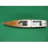 Wooden speed boat with early un-enclosed electric motor, propeller, rudder and on/off switch - 25"