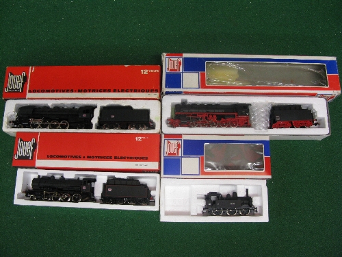 Four boxed HO scale Jouef steam locomotives to comprise: SNCF 2-8-2 with tender and 2-8-0 with