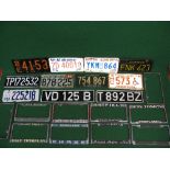 Quantity of mainly American number plates and chrome surrounds including: Long Beach, Portland,