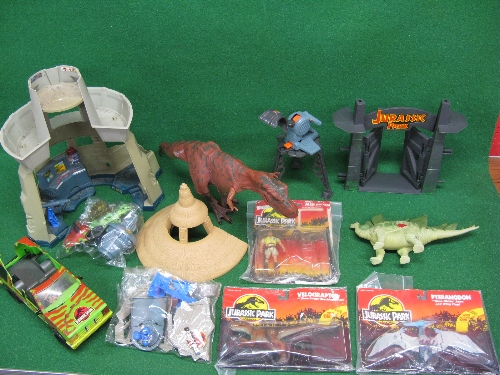 Two boxes of 1990's Jurassic Park plastic items to include: dinosaurs, structures, Jeep, accessories - Image 2 of 2