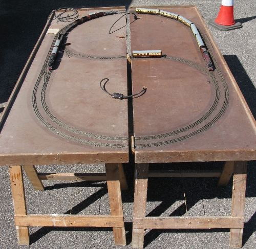 1960's built OO 3 Rail portable layout all hand built double track oval with six points on four