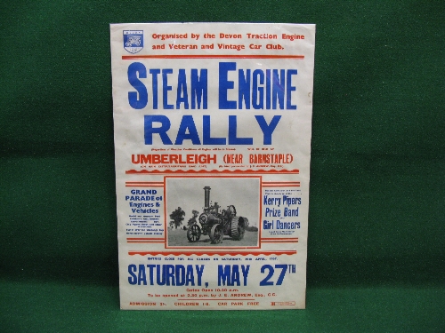 1967 poster for a steam engine rally to be held at Umberleigh (near Barnstaple) on 27th May,