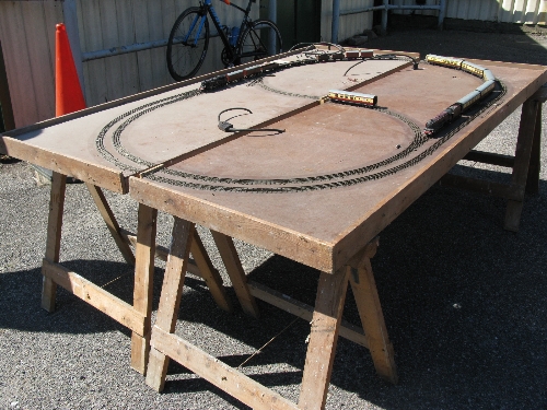 1960's built OO 3 Rail portable layout all hand built double track oval with six points on four - Image 4 of 6