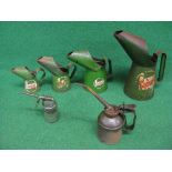 Four Castrol Oil pourers and two oil cans Please note descriptions are not condition reports, please