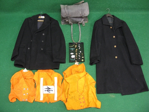 British Railways staff items to comprise: Hither Green diesel drivers lined jacket size 14, overcoat