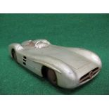 Mid 20th century tinplate friction drive Mercedes single seat racing car with working steering, Made