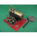 Hobbies twin cylinder stationary steam engine with a liquid burner, 64" long boiler and 7" x 6.5"