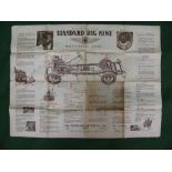 1932 Standard Motor Co. Ltd pictorial maintenance chart for the Big Nine (has been stored