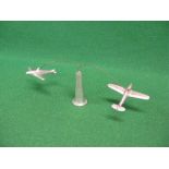Two removable WWII fighter planes (wingspan 5.5") which balance and rotate on a central tower,