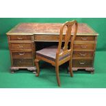 20th century mahogany partners desk having breakfront top together with matching desk chair - 61.