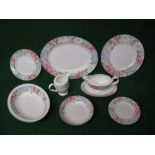 Royal Albert Fonteyn dinner service having a floral border to comprise: ten each of the 10" dinner