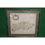 Robert Morden, hand coloured map of Sussex sold by Able Swale Awnsham and John Churchill - 16.5" x