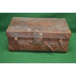 Leather travelling trunk opening to reveal original lift out tray (in af condition) having side
