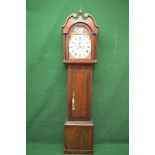 William Reynolds of Launceston, Cornwall, mahogany cased grandfather clock having painted dial