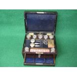 Rosewood travelling vanity case the top opening to reveal fitted interior with replacement