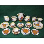 Collection of Clarice Cliff Bizarre Crocus pattern tea and dinner ware to include: two lidded